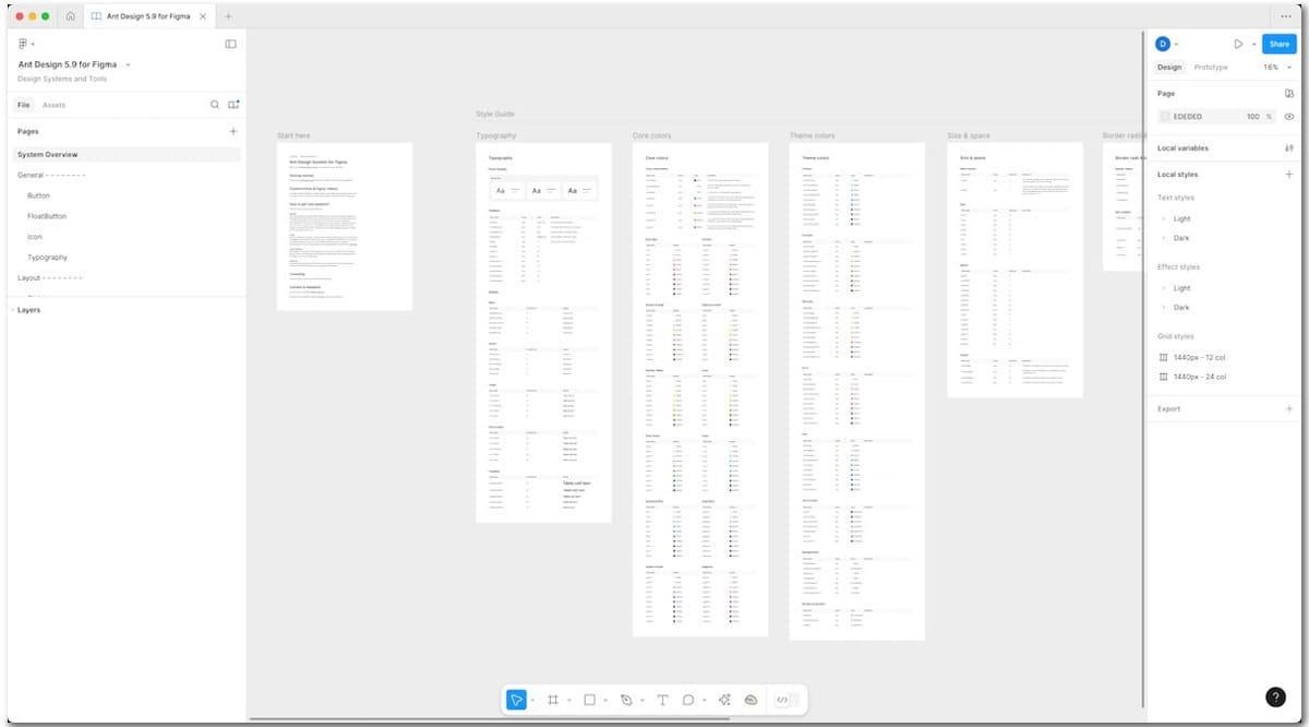 Screenshot of the new design system